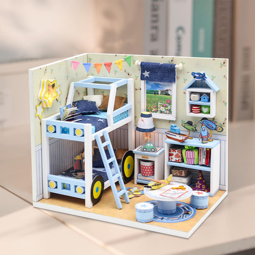 Camewin Bloco De Construção Brinquedos - Mini Casa De Madeira Casa De Bolso Com Luz Led