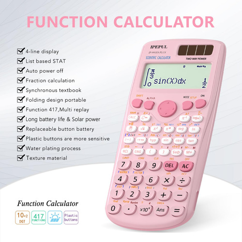 Calculadora Científica Ipepul Pink Función 417 Pantalla 4 Lí