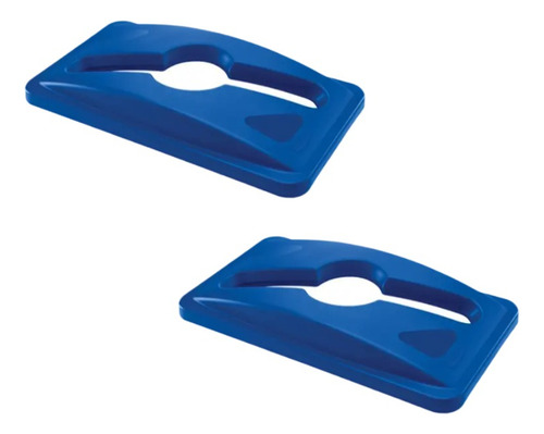 Tapa Mixta De Reciclaje Slim Jim Rubbermaid Color Azul 2 Pzs