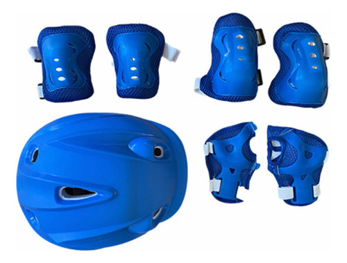 Set Protector Para Deportes Casco Infantil Color Azul