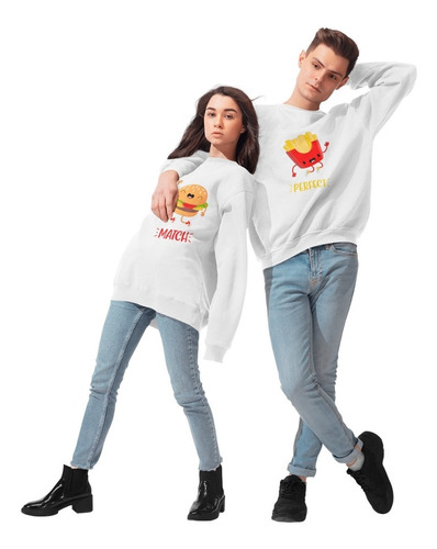 Dúo Sudaderas Pareja-novios- Perfect Match-hamburguesa-papas