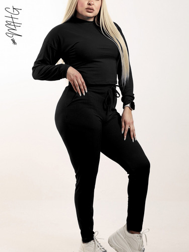 Mhg Conjunto 2 Piezas Manga Larga Fresco Para Verano Mujer Negro Xl 9-13