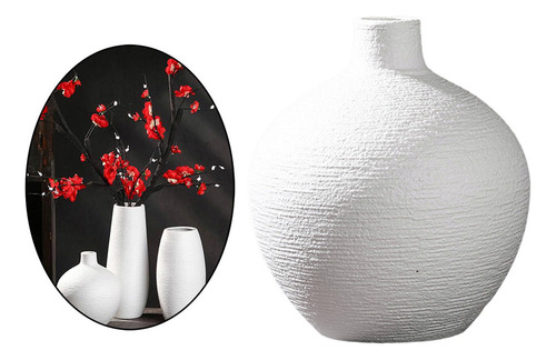 Centro De Mesa Florero Flores Sala De Estar Blanco 15x16cm
