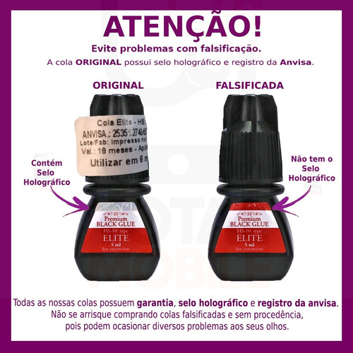 Imagem 2 de 8 de Cola Elite Hs-10 5ml Alongamento Cílios Premium Black Glue