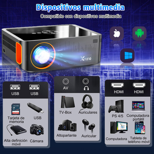 Proyector Xnano Professional 4k Android 5g Wifi Full Hd 1080p Color Gris