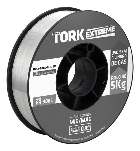 Arame Solda Inox 308l Uso Com Gás 8mm Rolo De 5kg Mig Tork