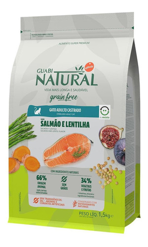 Guabi Natural Grain Free Gato Castr Salmão E Lentilha 1,5kg