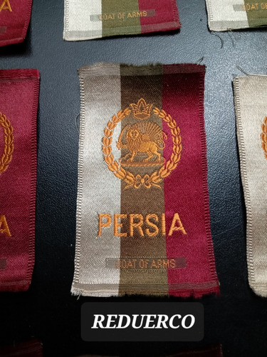 Antiguo Escudo De Armas Impreso En Tela 7,5x4,5 Persia Unida