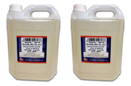 Imagem 4 de 5 de Álcool Antisséptico 70% Em Gel Galão 5 Litros Com Hidratante