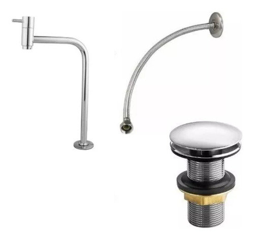 Kit De: Torneira Link Alta + Ligação Flexível Com Malha Inox 0,40cm + Válvula Click 7/8  Para Lavatório