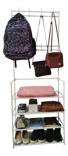 Rack Sapateira Arara Gancho Pendurar 4 Andares Roupa Sapato Branco
