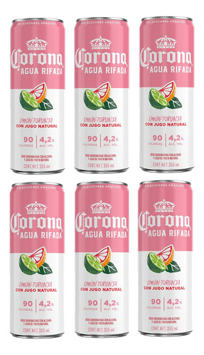 Corona Agua Rifada Limon-toronja 6 Pzas 355 Ml