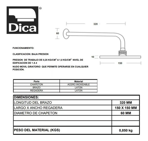 Kit Para Baño Con Regadera &monomando Cromo Dica Kd004