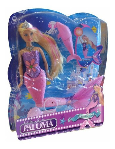 Imagen 2 de 6 de Muñeca Paloma Sirena Con Luz 30 Cm El Duende Azul