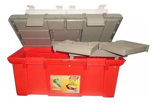 Caja De Pesca Herramientas Mauri 540 Con 2 Media Bandejas Color Rojo