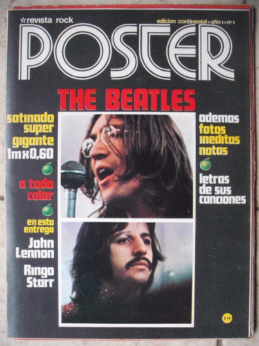 The Beatles Revista Rock N°1 Poster Nueva Sin Uso