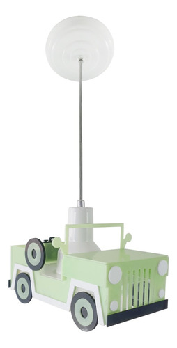 Luminária Pendente Carro Jipe Infantil De Menino (a) Cor Verde bivolt