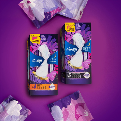 Sanitary Pads Always Radiant Flexfoam Size 5 Overnight 18 Un