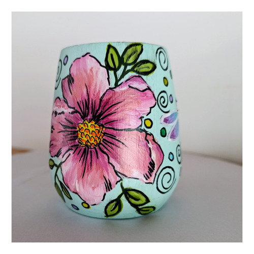 Mates De Madera Barril Algarrobo Pintado Casitas+ Bombilla Violeta Oscuro Casitas