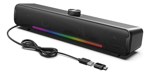 Altavoz Inalámbrico Bluetooth Usb Portátil Negro Con Luz Rgb