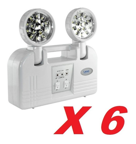 Pack 6 Lamparas De Emergencia Led 2 Focos Lexo - Ferremax