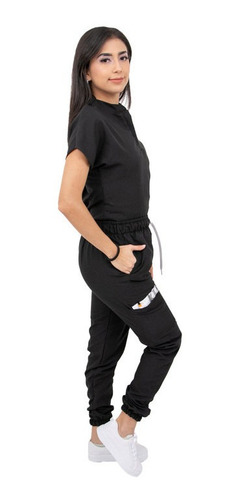 Pijama Quirúrgica Dama Jogger Antifluido Scrubs Cupatitzio Negro Liso Xs Corte Recto 0