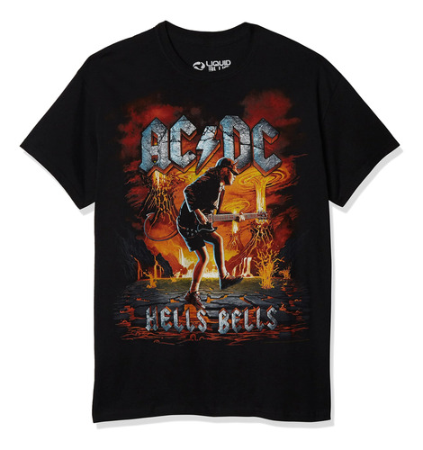 Camiseta Ac/dc Hells Bells - Rock Clásico - Negra Llamas