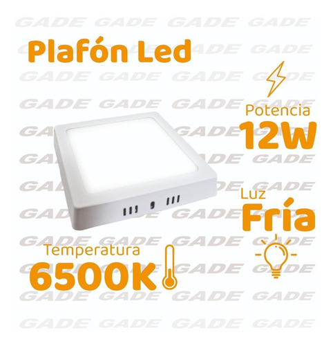 Imagen 2 de 8 de Plafon Aplicar Led 12w Cuadrado Luz Fria Jieli