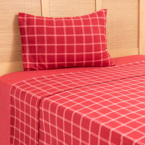 Juego De Sabana Polar Estampadas 1.5 Plazas Mashini Color Ladrillo Diseño De La Tela Estampado