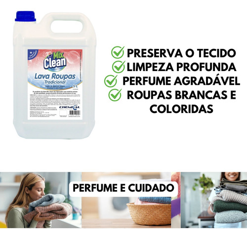 Sabão Lava Roupas 5 L Concentrado Roupas Brancas E Coloridas