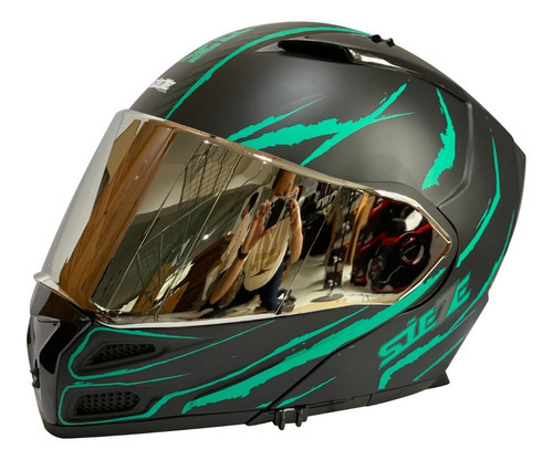 Casco Moto Siete Storm Kryptonite Abatible Doble Visor Dot Color Aqua Talla M-(57-58-cm) Tamaño del casco M