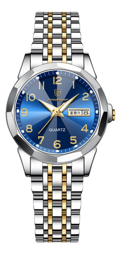 Relojes Poedagar Luminous Elegant Calendar Fondo Silver/gold/blue