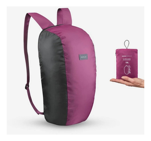 Mochila De Viaje Forclaz Compacta 10l Original Nueva Rosa Oscuro Liso