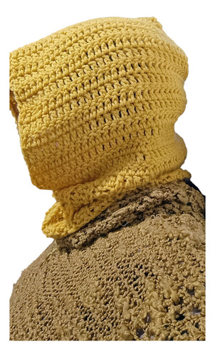 Cuello Capucha Gorro Balaclava Tejido Crochet Lana Mujer Maiz Tejido Único