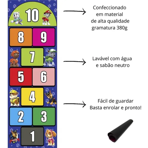 Tapete Amarelinha Divertida Lateralidade Sensorial Jogo Educativo e  ReciclávelBrinquedos EducativosBambalalão Brinquedos Educativos