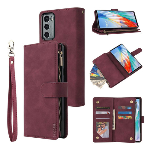 Funda Para LG Wing 5g 2020, Rojo Vino/con Tapa