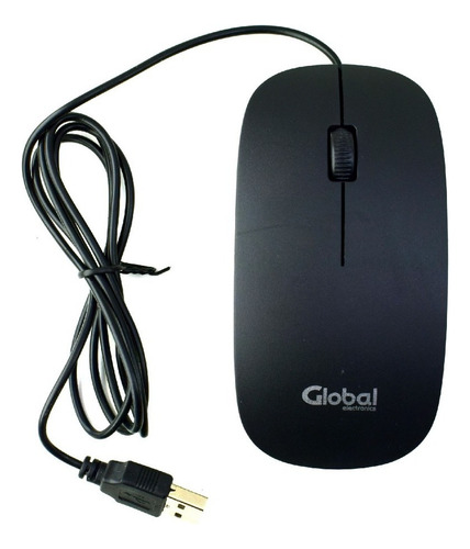 Mouse Economico Óptico Ergonómico Cable Usb Global Caja Color Negro