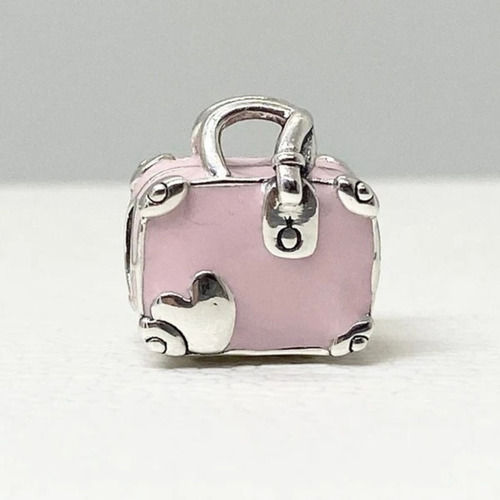 Charm Maleta De Viaje Rosa Plata 925 100% Auténtico