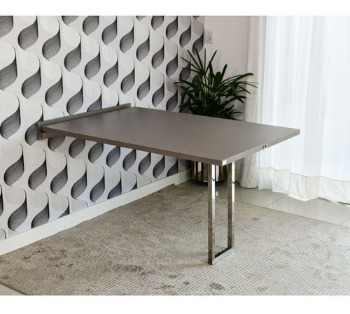 Mesa Dobrável Retrátil De Parede 140x89 - Base Inox