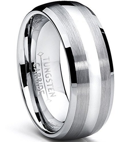 Anillo De Carburo De Tungsteno Para Hombre Con Domo De 8 Mm,