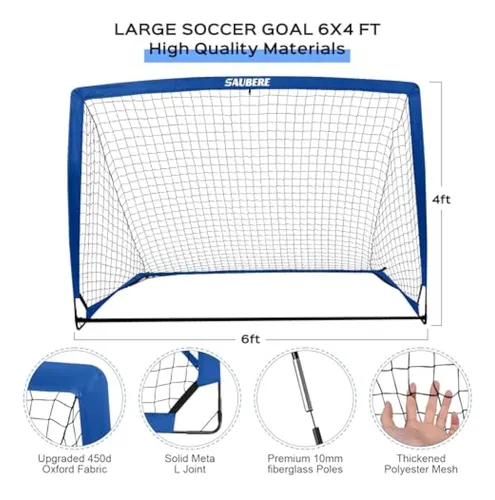 6x4 Ft Kids Soccer Goals For Backyard Set Of 2-