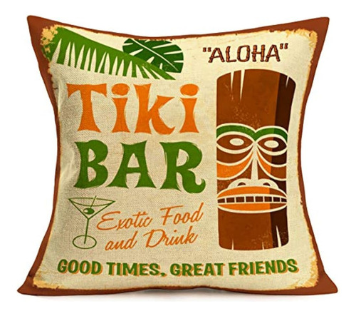 Tlovudori Tiki Bar Decor Throw Pillow Cojín, Estatua Polines