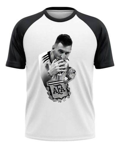 Playera Infantil Ranglan Messi Argentina Premium Manga Corta