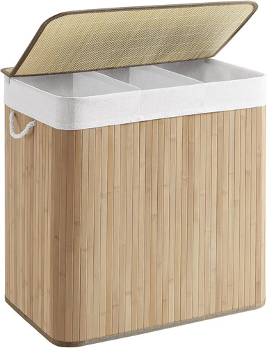 Cesta De Lavandería 150l Con Tapa Y 3 Secciones