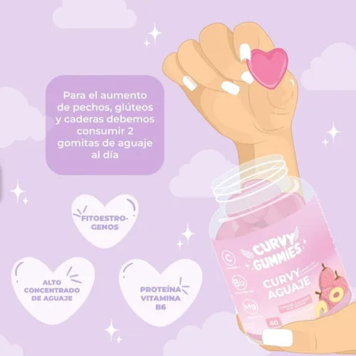 Suplemento Curvy Gummies De Aguaje 60 Gomitas Moda King Perú Frutos Rojos
