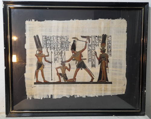 Cuadro De Papiro Con Motivos Egipcios Tela 38x48 L220