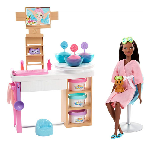 Mascarilla Barbie Spa Day Playset Muñeca Barbie Morena