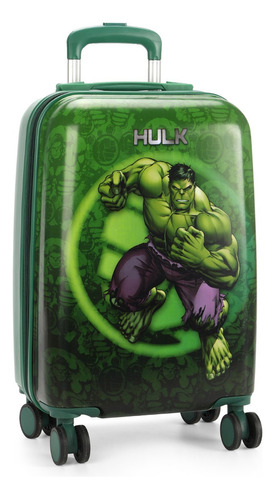 Mala De Viagem De Bordo Pequena Infantil Rodinhas 360 Luxcel Cor Verde - Mf10429ag-vd Hulk