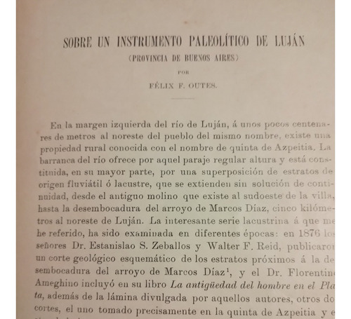 Félix F Outes - Sobre Un Instrumento Paleolítico De Luján 