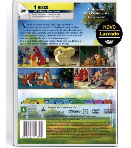 Dvd A Dama E O Vagabundo - Disney Clássico Original Lacrado